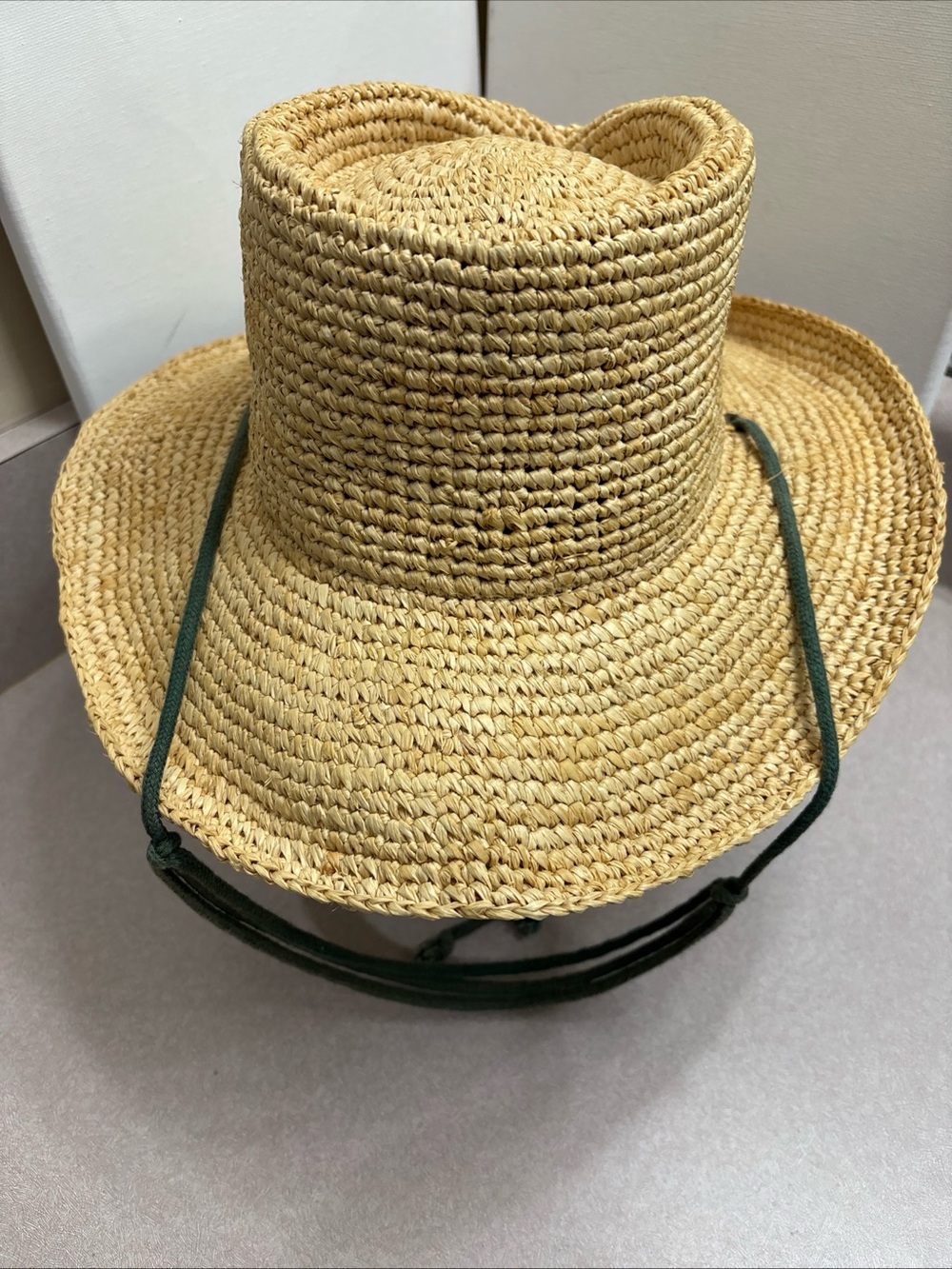 Vintage Dorfman Pacific Genuine Raffia Straw Sun Vacation Hat Adult Chin Strap